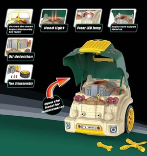 اسباب بازی موتور خودرو Motor Car Engine مدل کاپوت ماشین ساخت و ساز Repair Truck Construction Set _ماشین اسباب بازی